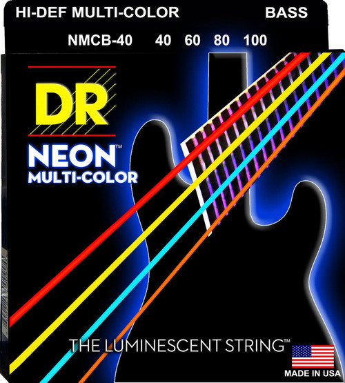 DR Hi-Def Neon Multi-Color K3 Coated Bass Guitar Strings NMCB5-40