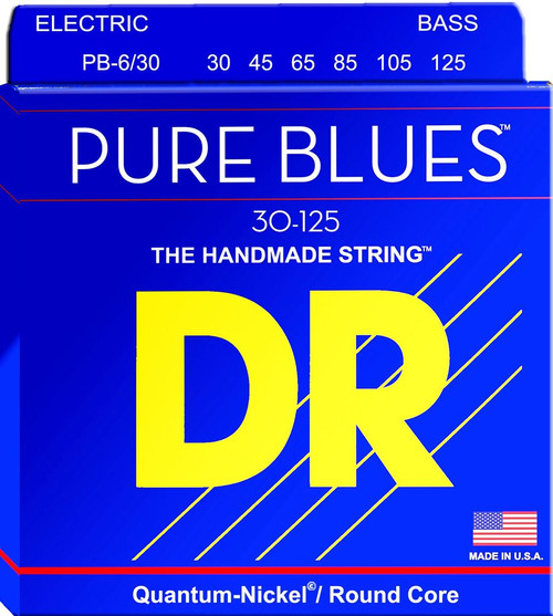 DR Pure Blues Quantum Nickel Round Core Electric Bass Guitar Strings PB6-30 6-String Medium 30-125