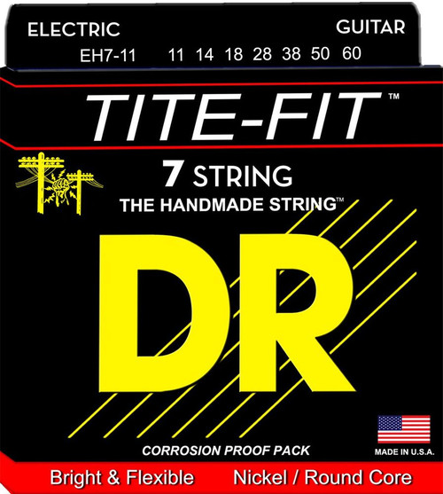 DR Tite-Fit Nickel Plated Electric Guitar Strings EH7-11 7-String Hvy 11-60