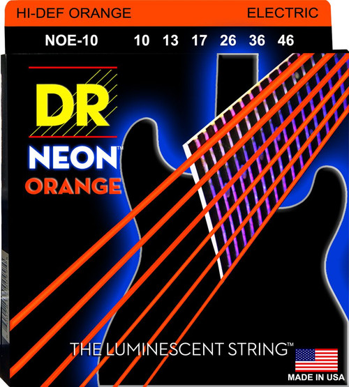 DR Hi-Def Neon Orange K3 Coated Nickel Plated Electric Guitar Strings NOE-10 Medium 10-46