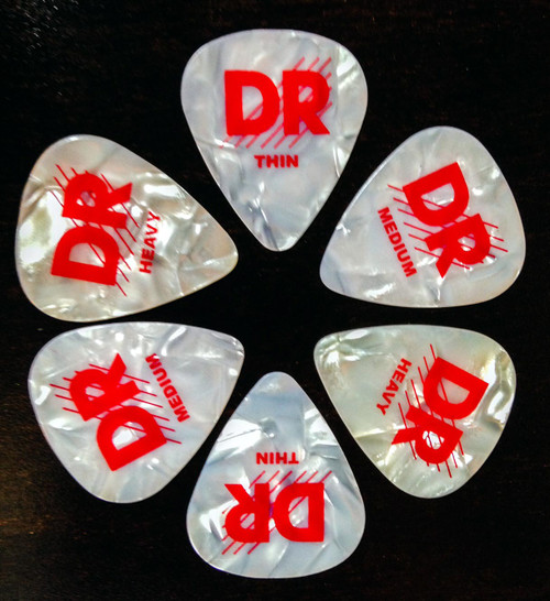 DR White Pearloid Guitar Picks PWH-M Medium 72 Refill Bag