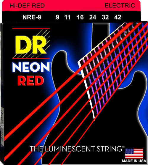 DR Hi-Def Neon Red K3 Coated Electric Guitar Strings NRE-10 Medium