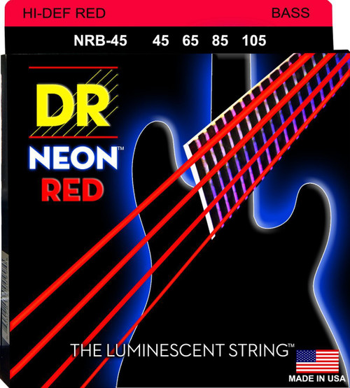 DR Hi-Def Neon Red K3 Coated Nickel Plated Electric Bass Guitar Strings