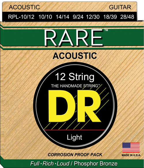DR Rare Phosphor Bronze 12-String Acoustic Guitar Strings Light 10-48