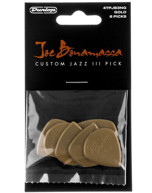 Dunlop Joe Bonamassa Jazz III Gold Guitar Picks 6 Pack