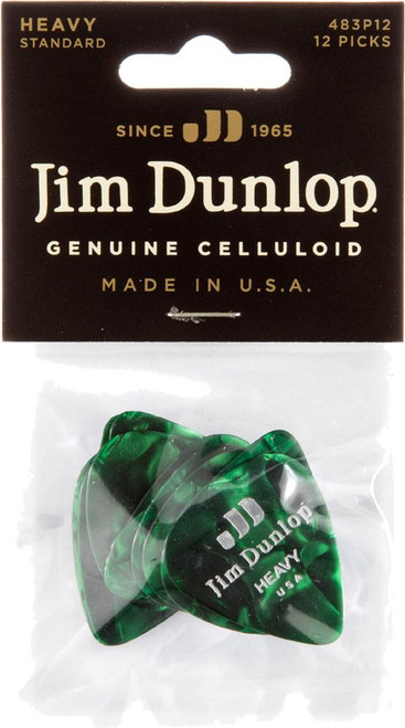 Dunlop Green Pearl Celluloid Standard Guitar Picks Heavy 12 Pack