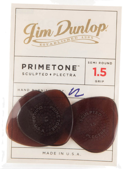 Dunlop Primetone Semi-Round Sculpted Plectra Guitar Picks with Grip 514 PT Semi-Round Grip 1.5mm 3 Pack