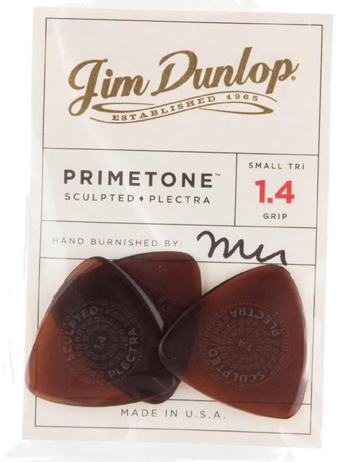 Dunlop Primetone Small Triangle Sculpted Plectra Guitar Picks with Grip 516 PT Small Tri Grip 1.4mm 3 Pack