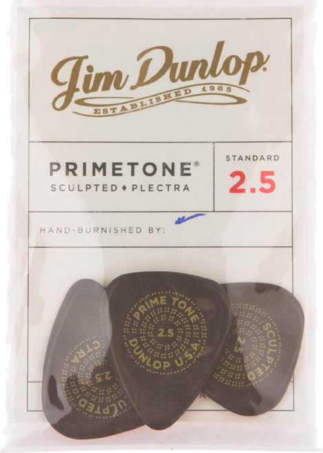 Dunlop Primetone Standard Sculpted Plectra Guitar Picks 511 PT Std 2.5mm 3 Pack