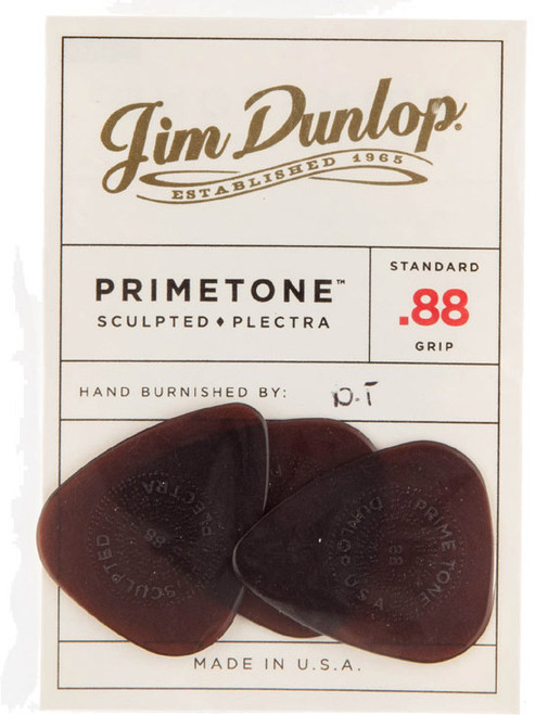 Dunlop Primetone Standard Sculpted Plectra Guitar Picks with Grip 510 PT Std Grip .88mm 3 Pack