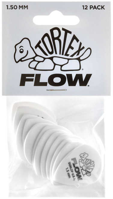 Dunlop Tortex Flow Standard Guitar Picks 558 White 1.5mm 12 Pack