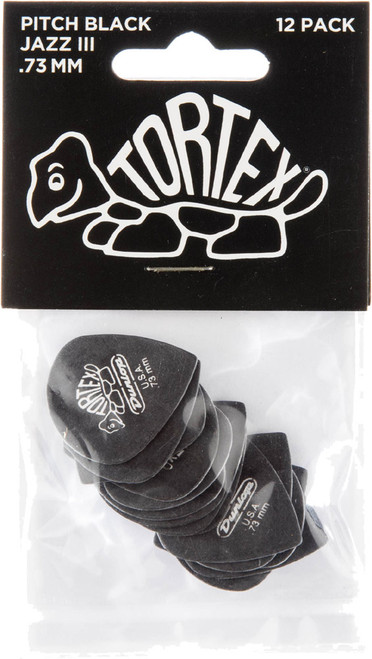 Dunlop Tortex Pitch Black Jazz III Guitar Picks 482 PB Jazz III .73mm 12 Pack