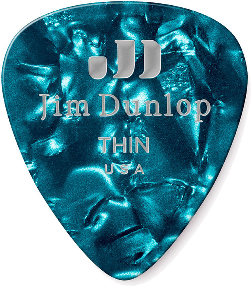 Dunlop Turquoise Pearl Celluloid Standard Guitar Picks Thin 72 Refill Bag
