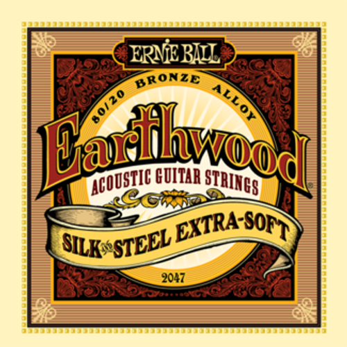 Ernie Ball 2047 Earthwood Silk and Steel Acoustic Guitar Strings, Extra Soft 10-50