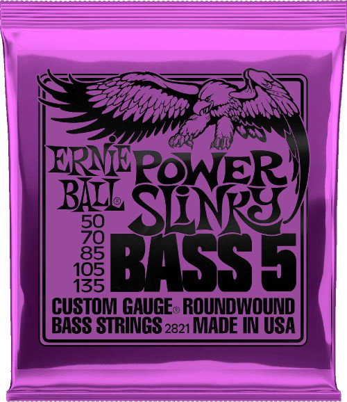 Ernie Ball 2821 Power Slinky 5-String Bass Guitar Strings 50-135