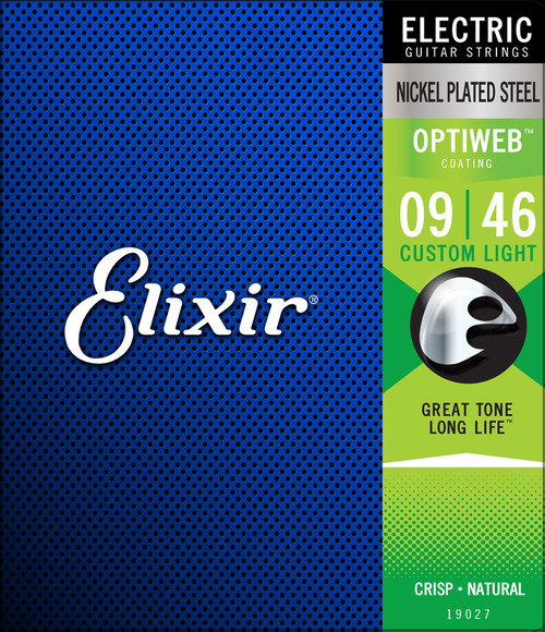 Elixir 19027 Optiweb Coated Nickel Plated Electric Guitar Strings Custom Light 9-46