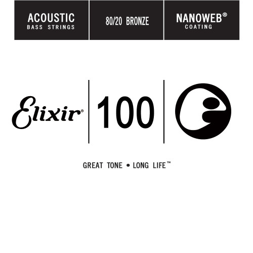 Elixir Anti-Rust Nanoweb Coated 80/20 Bronze Acoustic Bass Single Strings 15800 .100