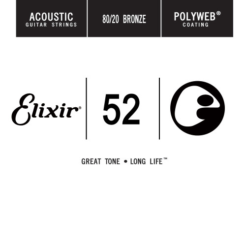 Elixir Anti-Rust 80/20 Bronze Polyweb Coated Acoustic Guitar Single Strings 13152 52