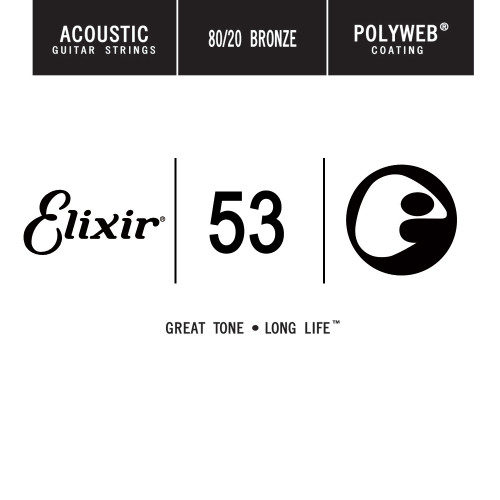 Elixir Anti-Rust 80/20 Bronze Polyweb Coated Acoustic Guitar Single Strings 13153 53