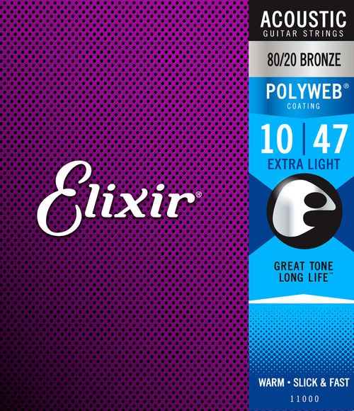 Elixir Nanoweb Coated 80/20 Bronze Acoustic Guitar Strings 11002 