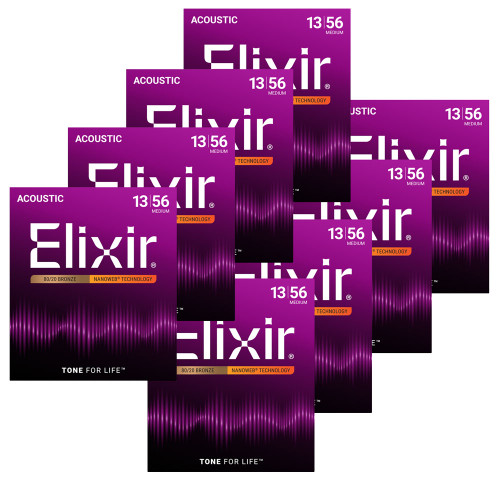 Elixir 8 Pack Anti-Rust 80/20 Nanoweb Coated Acoustic Guitar