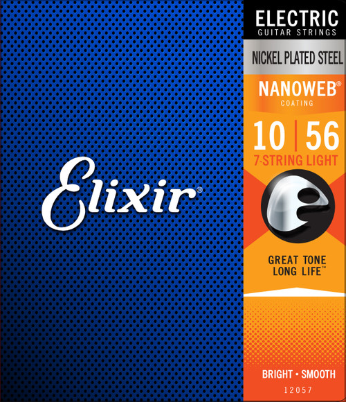 Elixir Nanoweb Coated Nickel Plated Electric 7-String Guitar Strings 12057 Light 7-String 10-56