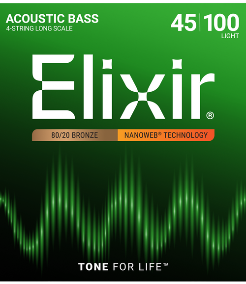 Elixir 14502-15825 Nanoweb Coated 5-String Acoustic Bass Strings Light 45-125