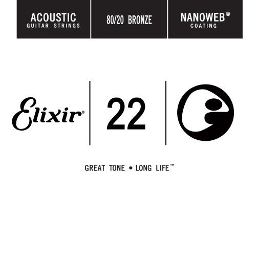 Elixir Anti-Rust 80/20 Bronze Nanoweb Coated Single Acoustic Guitar Strings