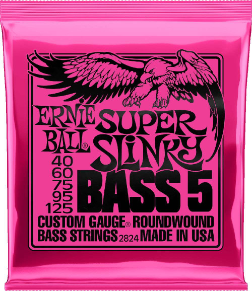 Ernie Ball 2824 Nickel Wound Super Slinky 5-String Bass Strings 40-125