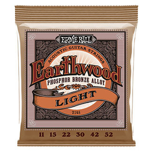 Ernie Ball 2148 Earthwood Phosphor Bronze Acoustic Guitar Strings Light 11-52