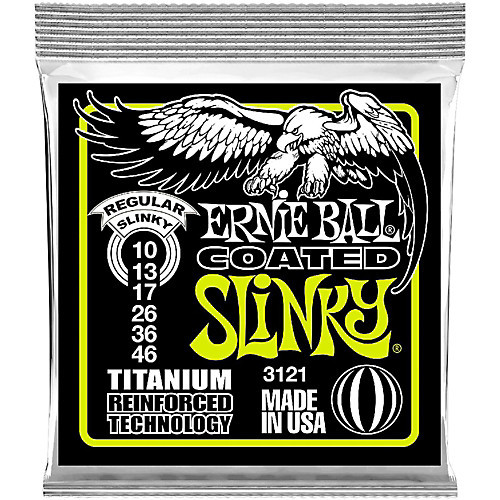 Ernie Ball Titanium RPS Reinforced Coated Electric Guitar Strings 3121 Regular Slinky 10-46