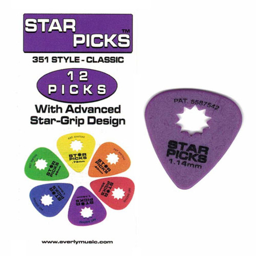 Everly Star Picks 12 Pack 1.14mm XHeavy Purple