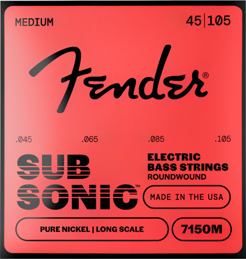 Fender SubSonic Pure Nickel Roundwound Bass Guitar Strings 7150M Medium 45-105