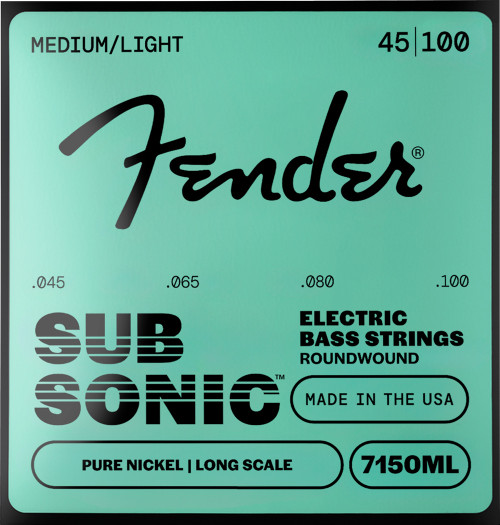 Fender SubSonic Pure Nickel Roundwound Bass Guitar Strings 7150ML Medium Light 45-100