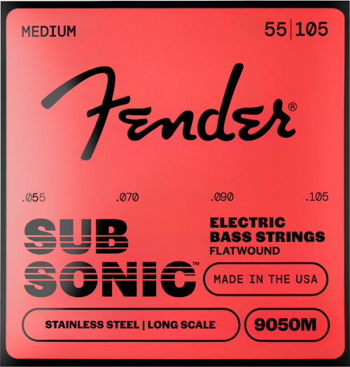Fender SubSonic Stainless Steel Flatwound Bass Guitar Strings 9050M Medium 55-105