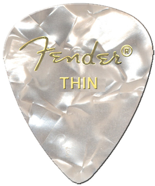 Fender Premium Colored Celluloid Guitar Picks 351 White MOTO Thin 12 Pack