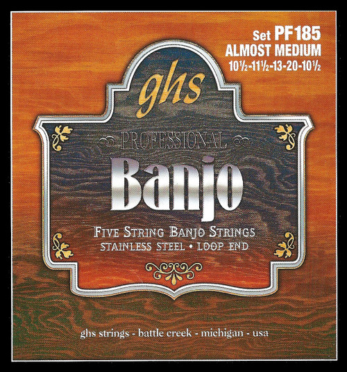 GHS Stainless Steel 5-String Banjo Strings PF185 Almost Medium 10.5-20