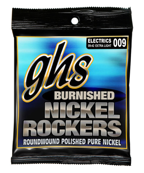 GHS Burnished Nickel Roundwound Pure Nickel Electric Guitar Strings BNR-XL 9-42