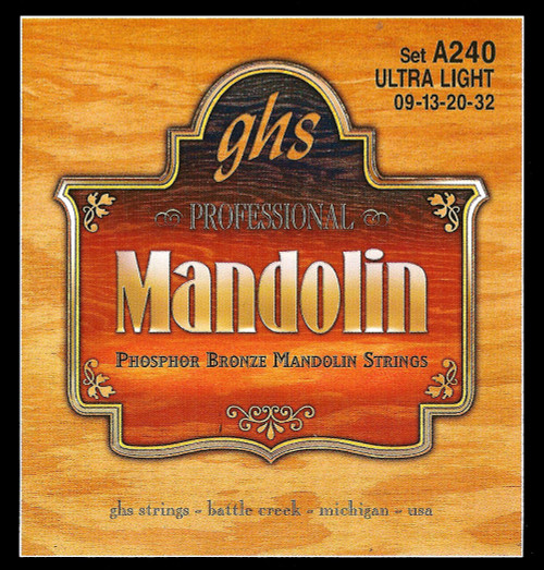 GHS Phosphor Bronze Mandolin Strings A240 Ultra Light 9-32