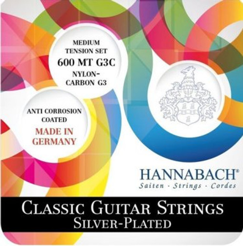 Hannabach 600 Silver-Plated with Carbon 3rd Classical Guitar Strings 600MTG3C Medium Tension