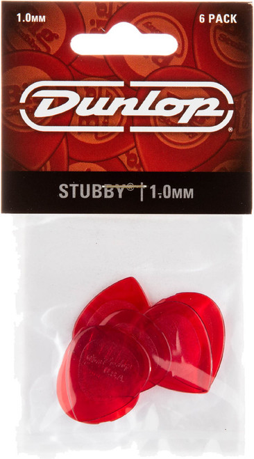 Jim Dunlop Stubby Jazz Guitar Picks 474 Red 1.0mm 6 Pack