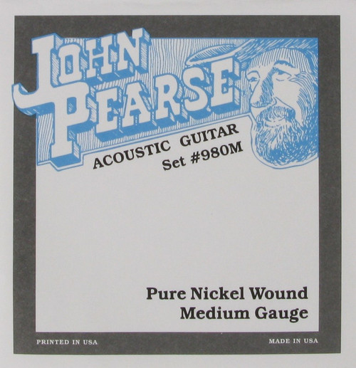 John Pearse Pure Nickel Wound Acoustic Guitar Strings 980M Medium
