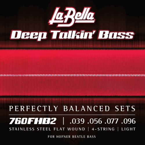 La Bella Hofner "Beatle" Bass Stainless Steel Flat Wound Electric Bass Strings 760FHB2 Light 39-96