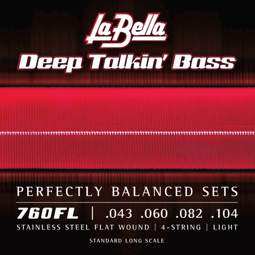 La Bella Deep Talkin' Stainless Steel Flat Wound Bass Strings 760FL 4-String Long Scale Light 43-104