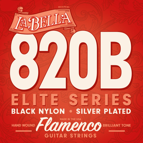 La Bella 820-B Silver Plated Flamenco Classical Guitar Strings Black Nylon