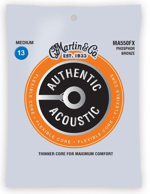 Martin Flexible Core Phosphor Bronze Authentic Acoustic Guitar Strings MA550FX Medium 13-56