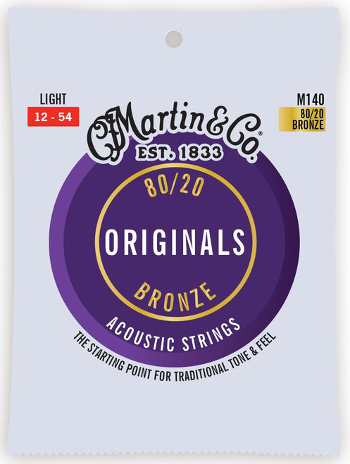 Martin M140 The Originals 80/20 Bronze Acoustic Guitar Strings Light 12-54