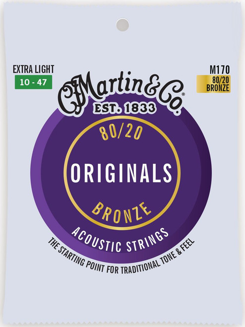Martin M170 The Originals 80/20 Bronze Acoustic Guitar Strings Extra Light 10-47