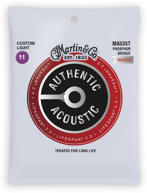 Martin MA535 SP Phosphor Bronze Authentic Acoustic Guitar Strings Custom  Light 11-52