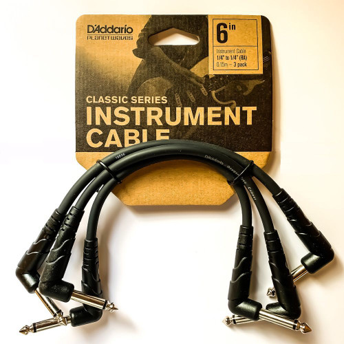 D'Addario Classic Series Patch Cables PW-CGTP-305 0.5 Ft. Right Angle 3 Pack